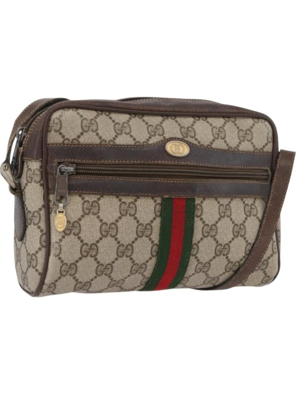 GUCCI GG Supreme Web Sherry Line Bag PVC Beige Gold 67 02 004